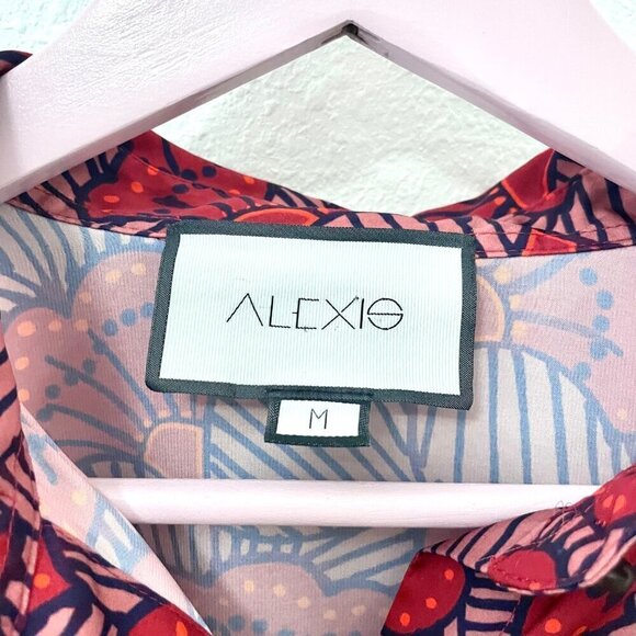 Alexis Nicolette Blooming Batwing-Sleeve Blouse Red Size M - Picture 4 of 9